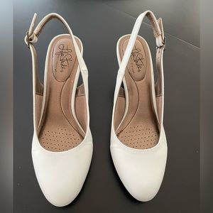 White Sling Back Heels